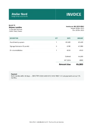 Starter invoice