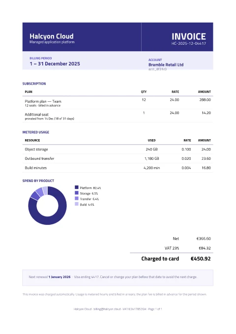 Subscription invoice